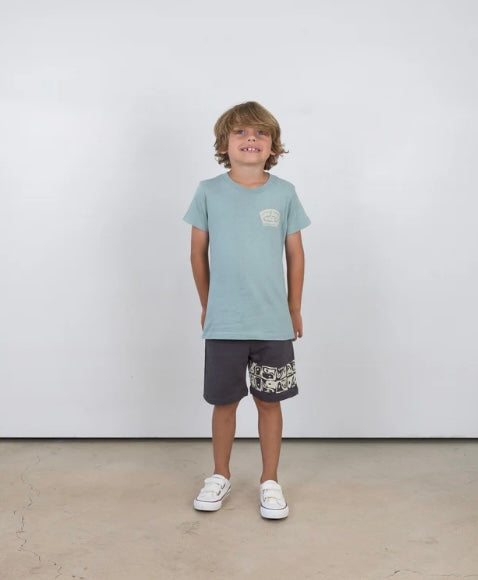 Good Dudes Posse T-Shirt by Tiny Whales in cream cotton with screen-printed front and back graphics