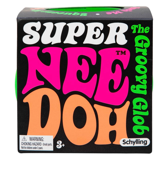 Super NeeDoh Groovy Glob fidget toy in neutral tone, dough-like sensory ball by Nee Doh