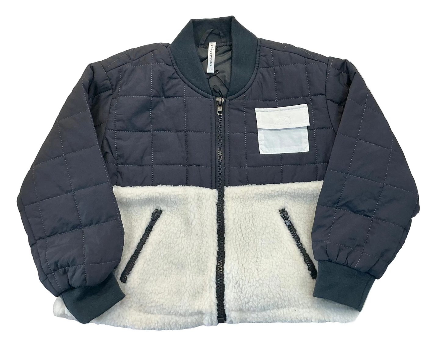 Quilted Sherpa Jacket - Charcoal