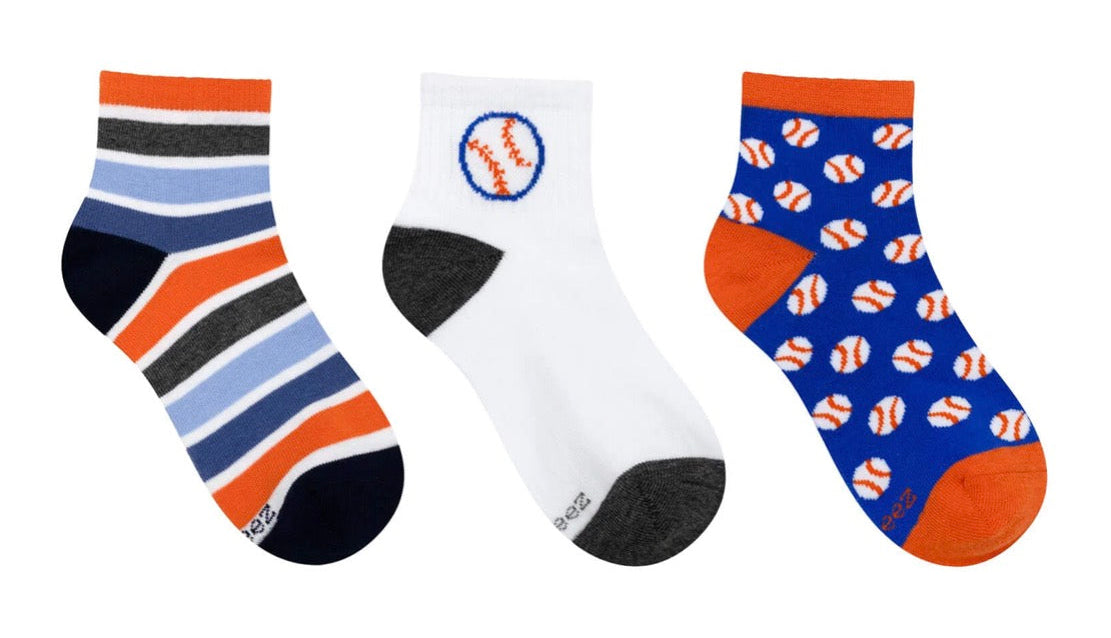 Baseball Quarter Socks - 3 Pack