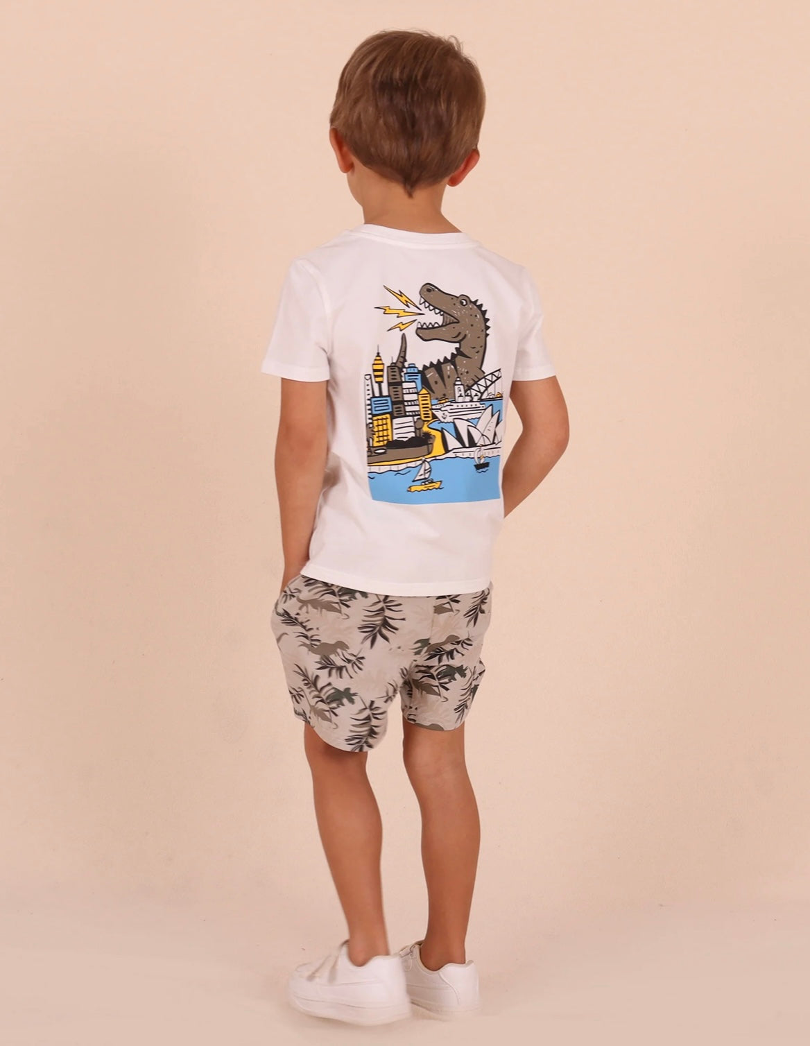 Dino in the City SS Tee-White