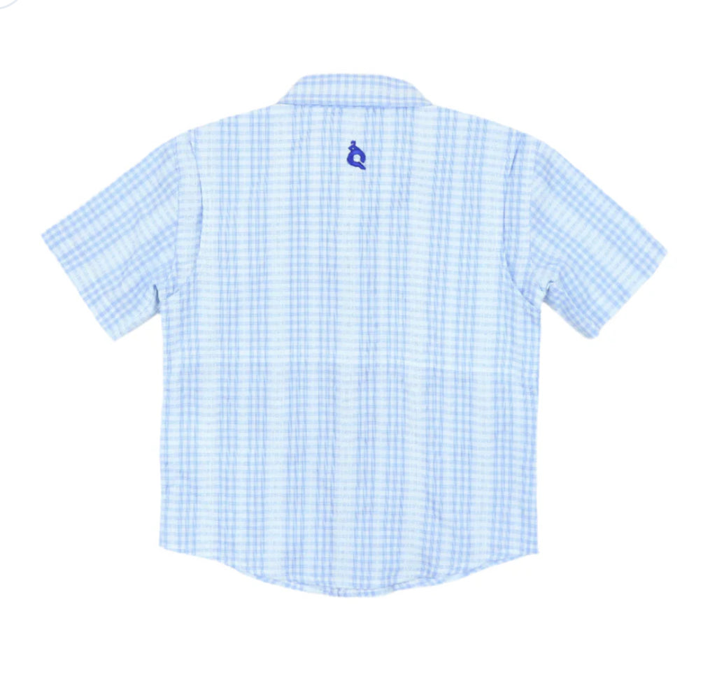 Guayabera-Blue Plaid Linen SS Shirt
