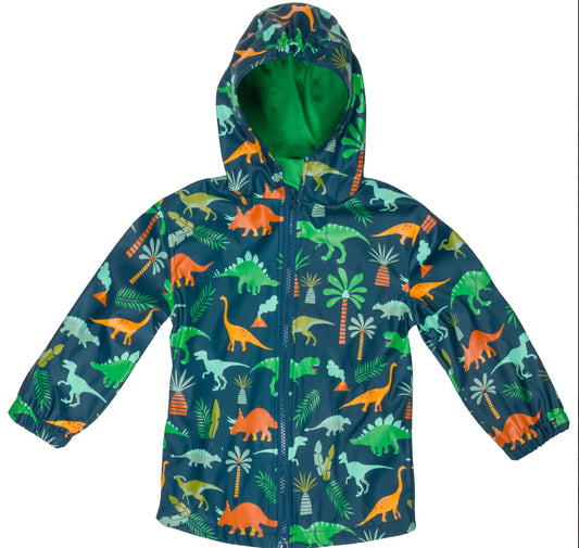 Stephen Joseph raincoat with zipper closure and adjustable cuffs, polyurethane with cotton lining