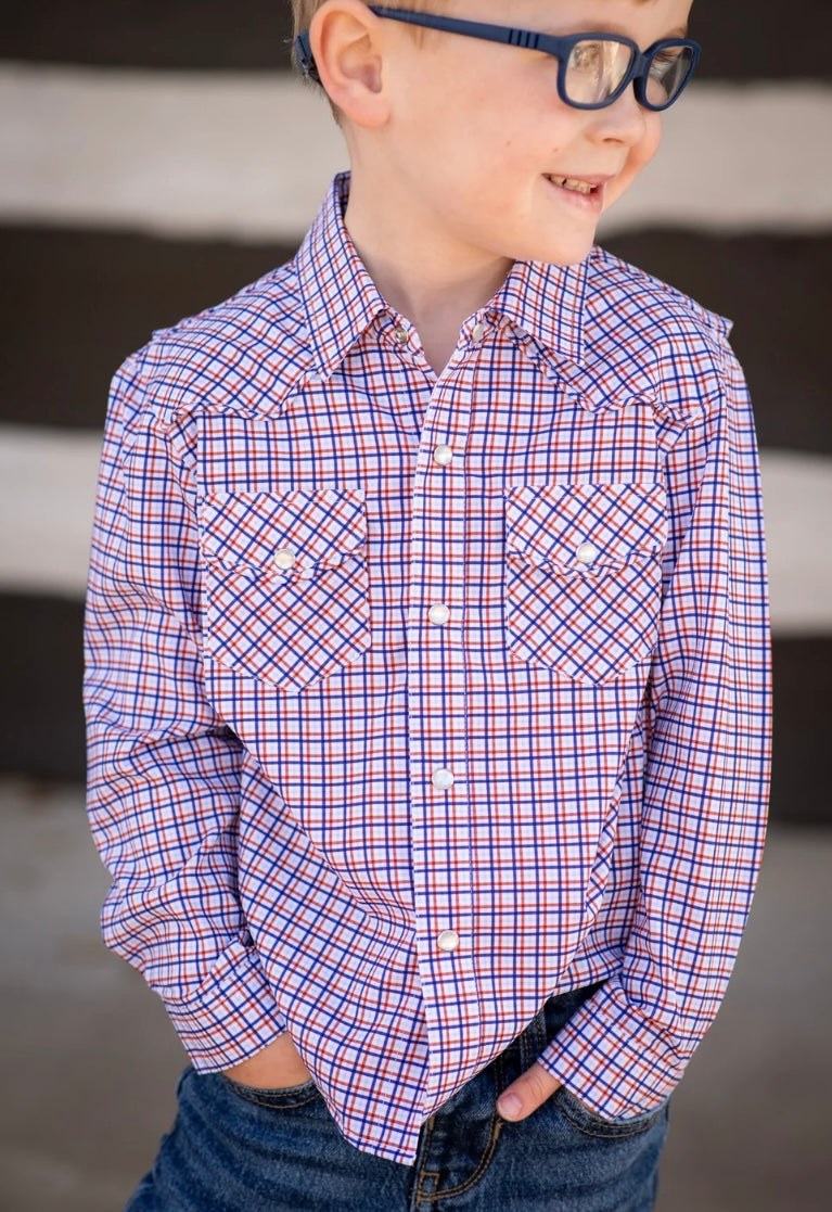Trinity Plaid Pearl Snap LS Shirt