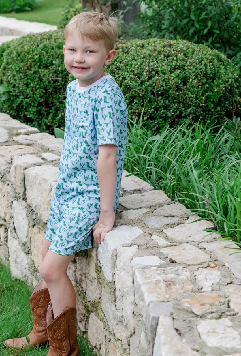 Charles Boys Short Set-Wild West Blue