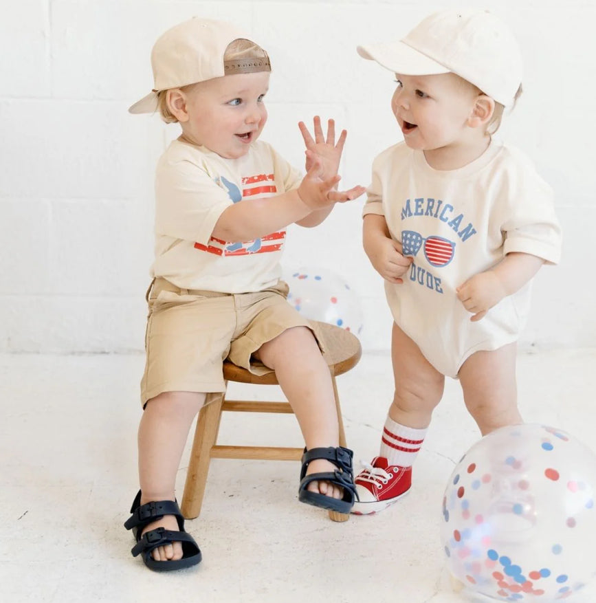 American Dude Romper-Natural