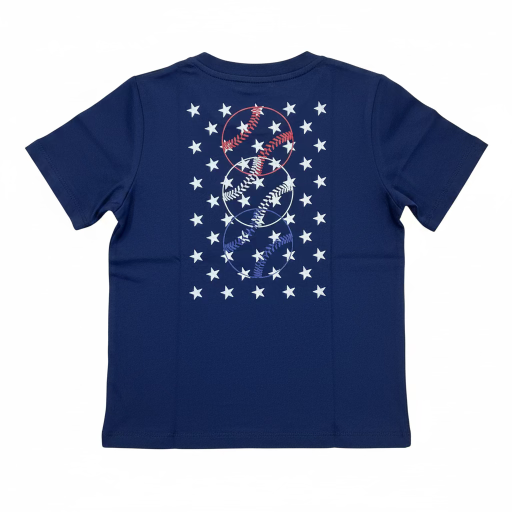 Asher - Baseballs and Stars Graphic Pocket Tee