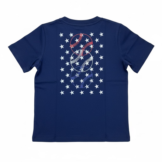 Asher - Baseballs and Stars Graphic Pocket Tee
