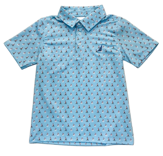 Miles-Performance Sailboat Print SS Polo