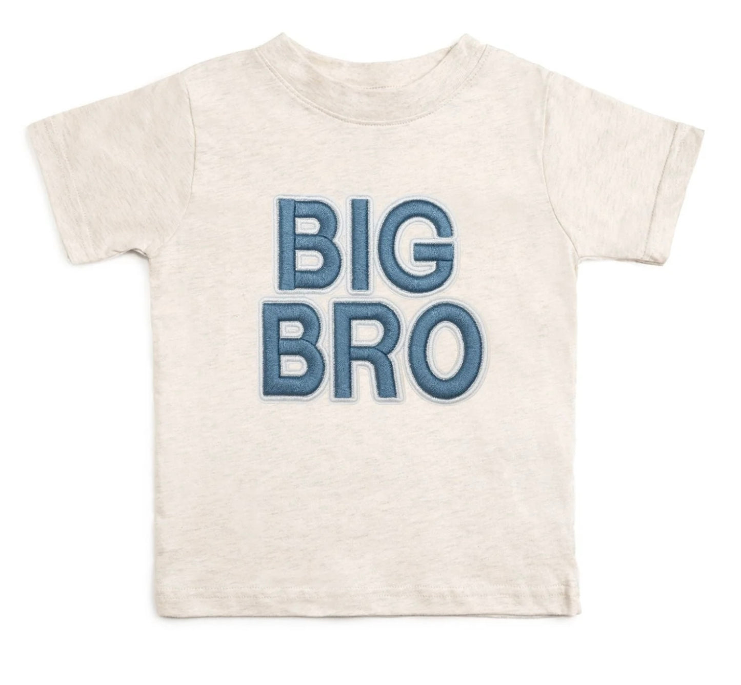 Heather short-sleeve t-shirt with blue embroidered big brother patch and white outline, Sweet Wink