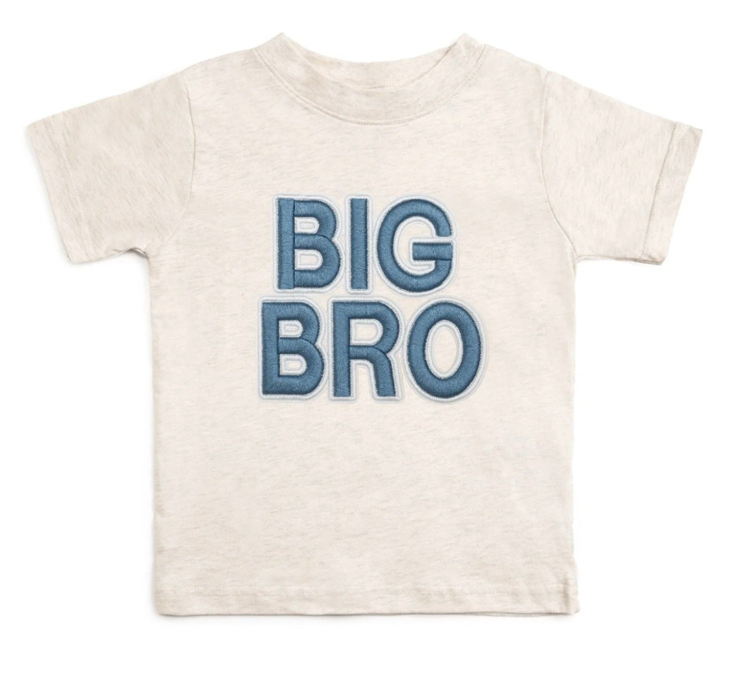 Heather short-sleeve t-shirt with blue embroidered big brother patch and white outline, Sweet Wink