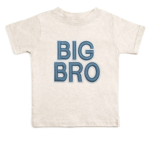 Big Bro Embroidered Blue Patch Short Sleeve T-Shirt - Heather