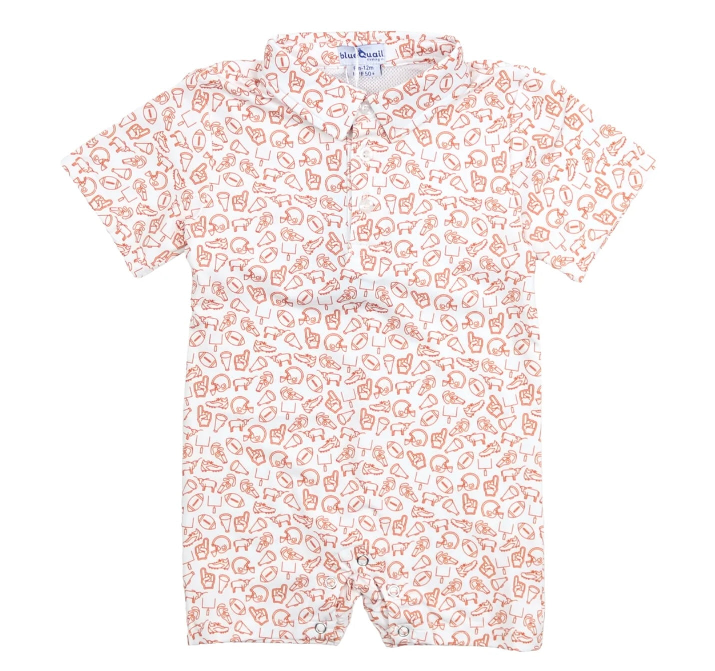 Kickoff Burnt Orange Polo SS Romper