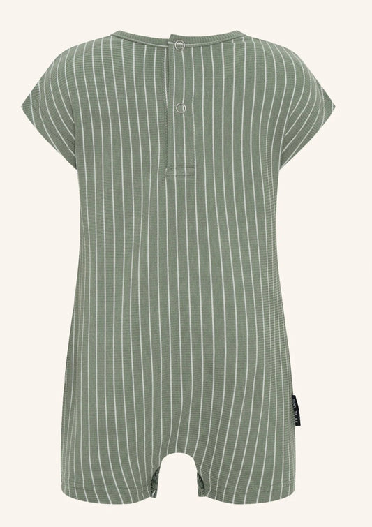 Green Rib Stripe Playsuit
