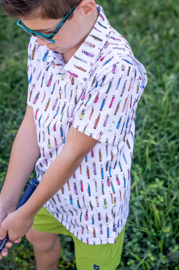 Golf Bags Signature Polo by Blue Quail with colorful all-over print, lightweight and breathable