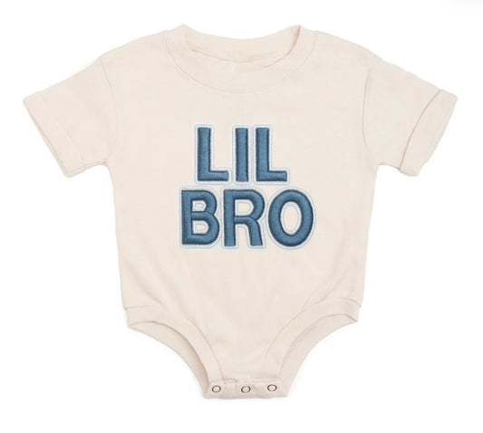 Lil Bro Embroidered Patch Short Sleeve Romper