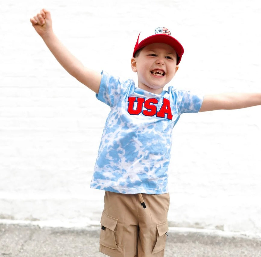 Sweet Wink tie-dye t-shirt with LV USA patch in organic color treatment