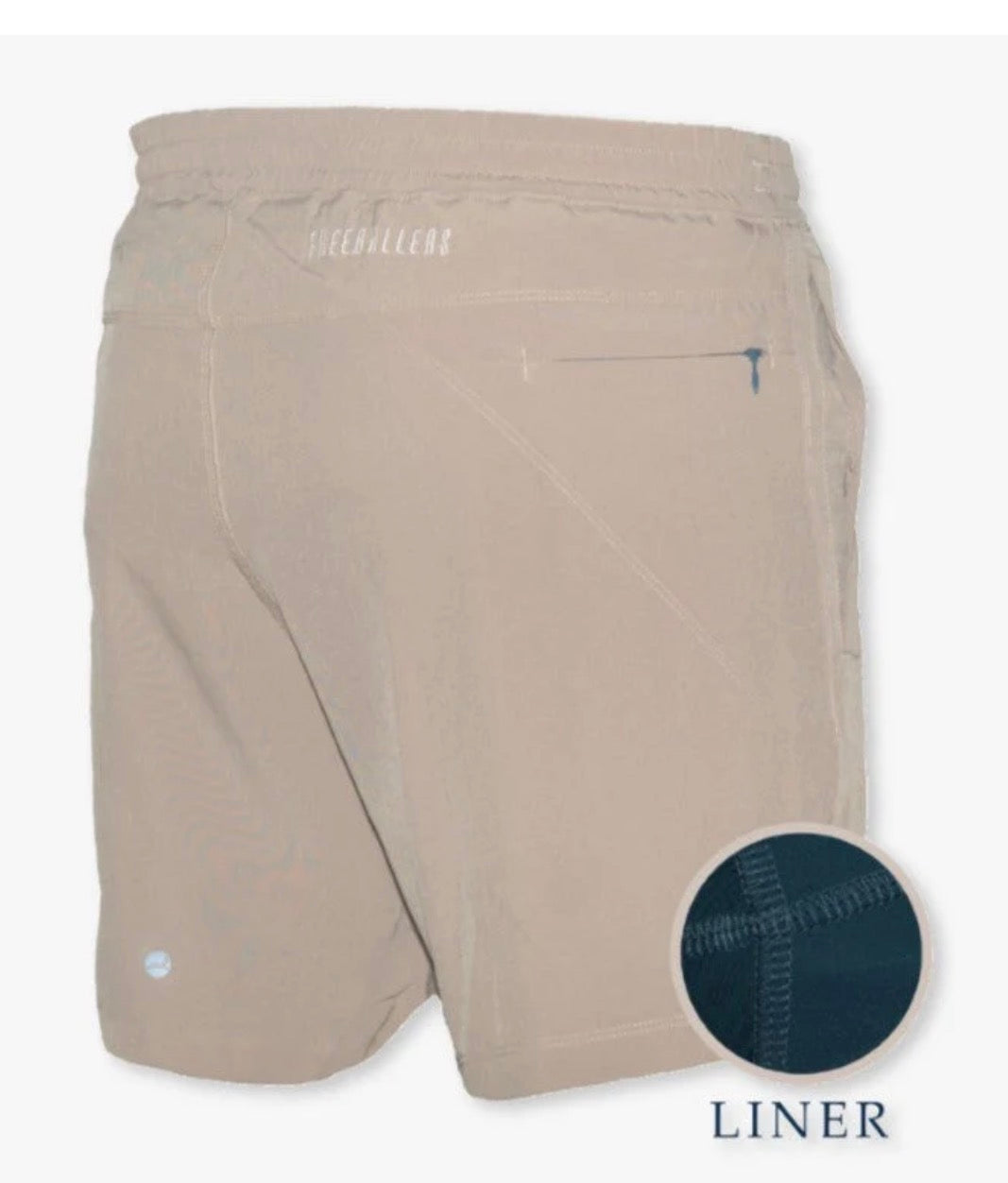 Khaki flat-front shorts by Meripex in refined tailored silhouette