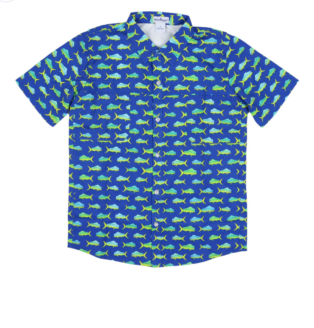 Mahi Mahi SS Button down shirt-blue
