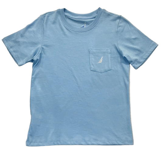Asher Solid Pima Cotton Pocket Tee - Ocean Blue