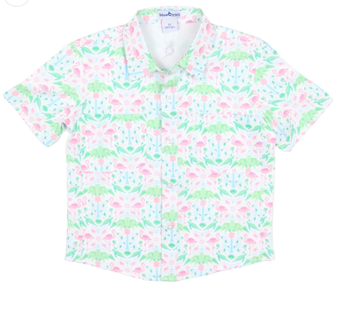 Del Mar short sleeve shirt in technical polyester with mesh ventilation and curated print