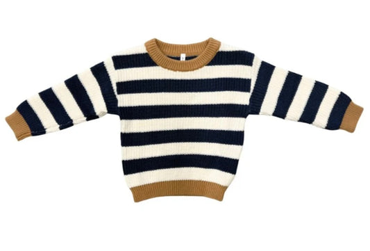 Knit Sweater - Charcoal Bronze Stripe