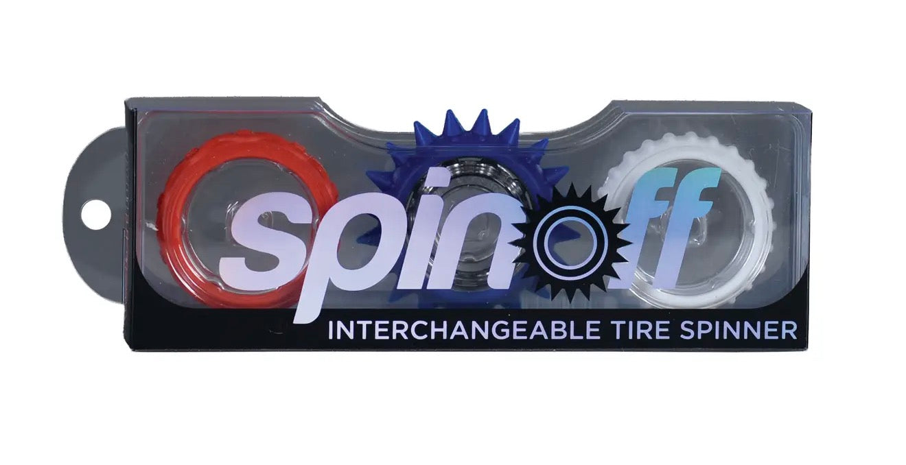 Spinoff Interchangeable Tire Spinner by Watchitude with swappable tire designs