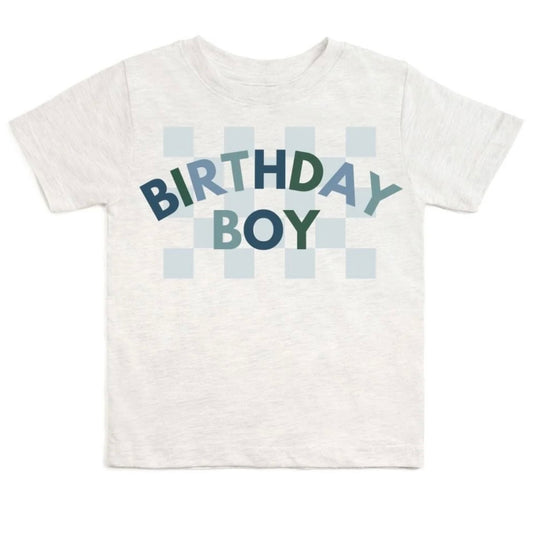 Birthday Boy Checker SS T-Shirt - Ash
