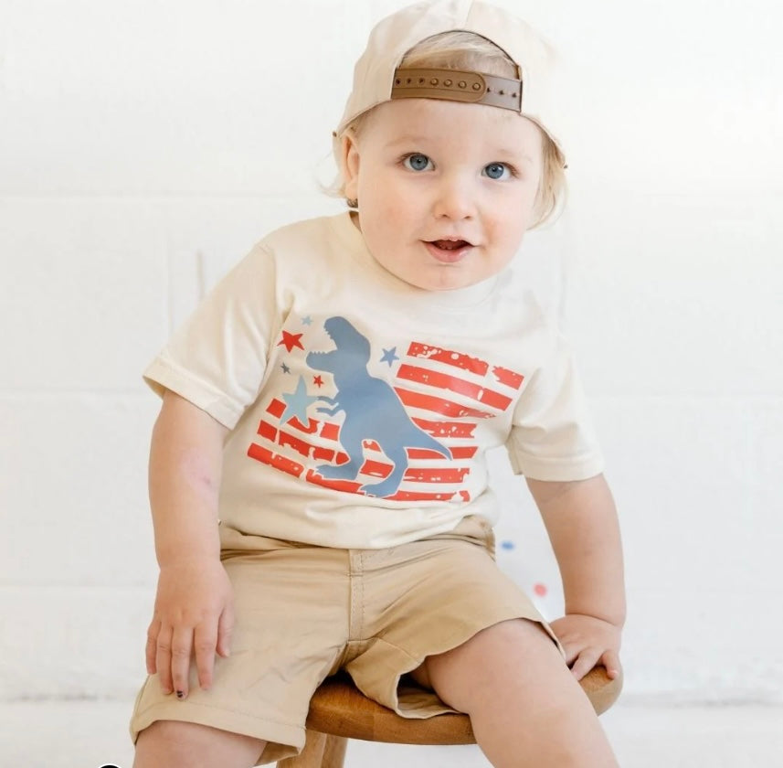 All American Dino T-Shirt-Natural