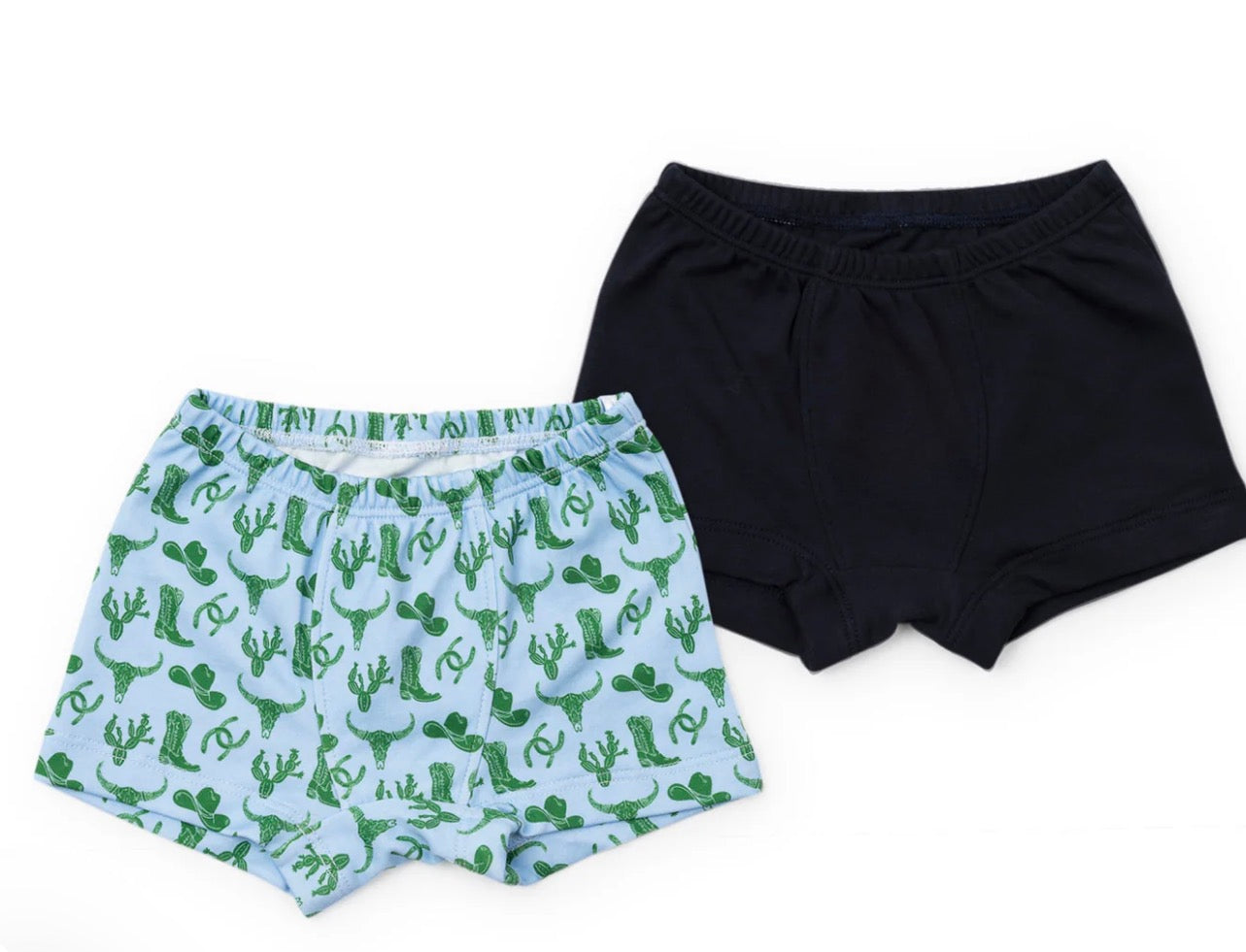 James Underwear Set in Wild West Blue/Navy by Lila & Hayes, two-pair pima cotton boxer brief collection