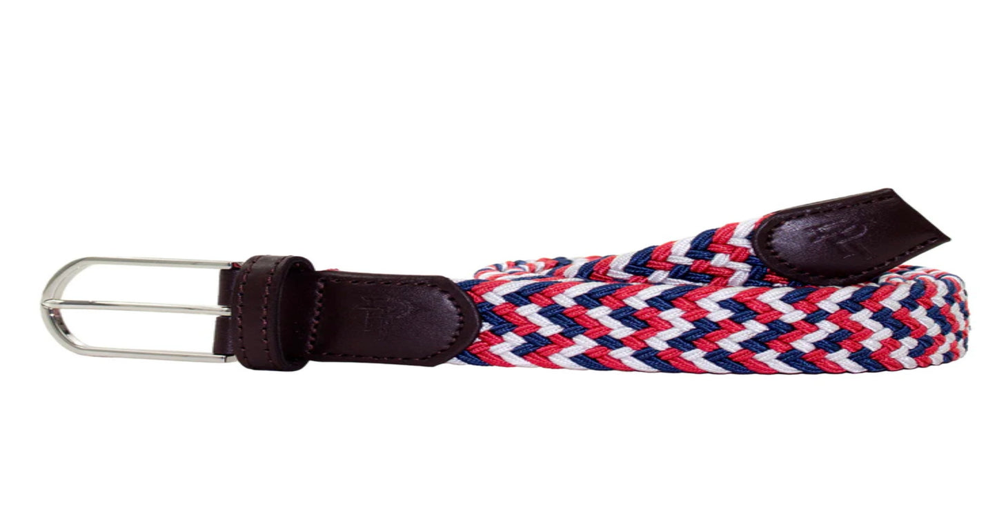 Country Club Stretch Belt in brown leather with silver buckle by Properly Tied