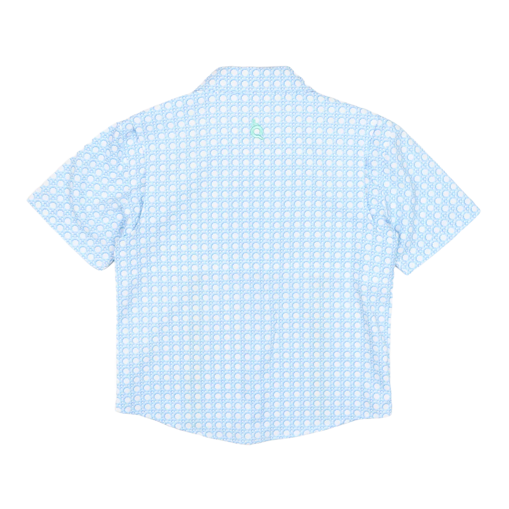 Guayabera-Blue Cane Lattice SS Shirt-Blue Quail