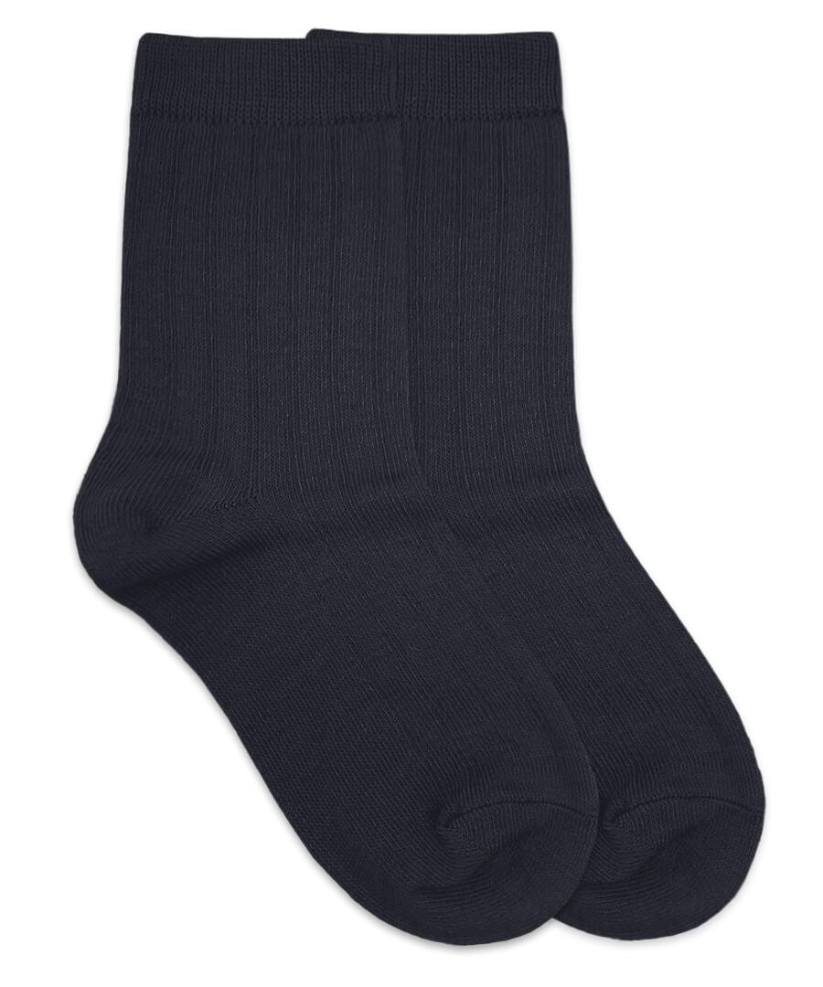 Navy ribbed crew sock by Jefferies, single pair, classic crew cut design