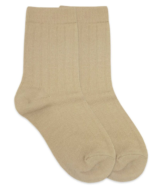 LV Ribbed Crew Sock by Jefferies in neutral tone, showing ribbed knit construction and crew height
