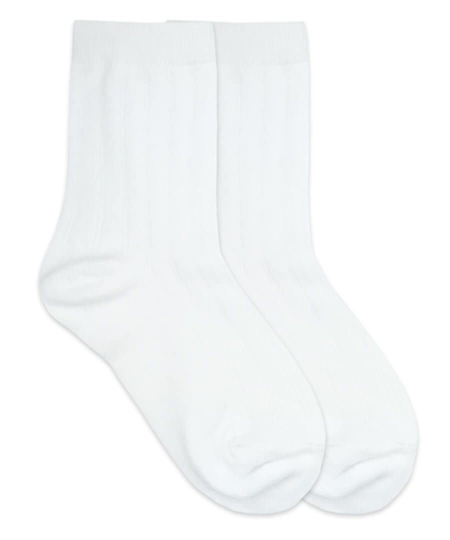 White Ribbed Crew Sock