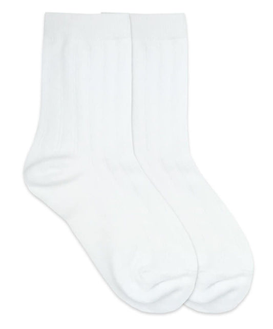 White Ribbed Crew Sock