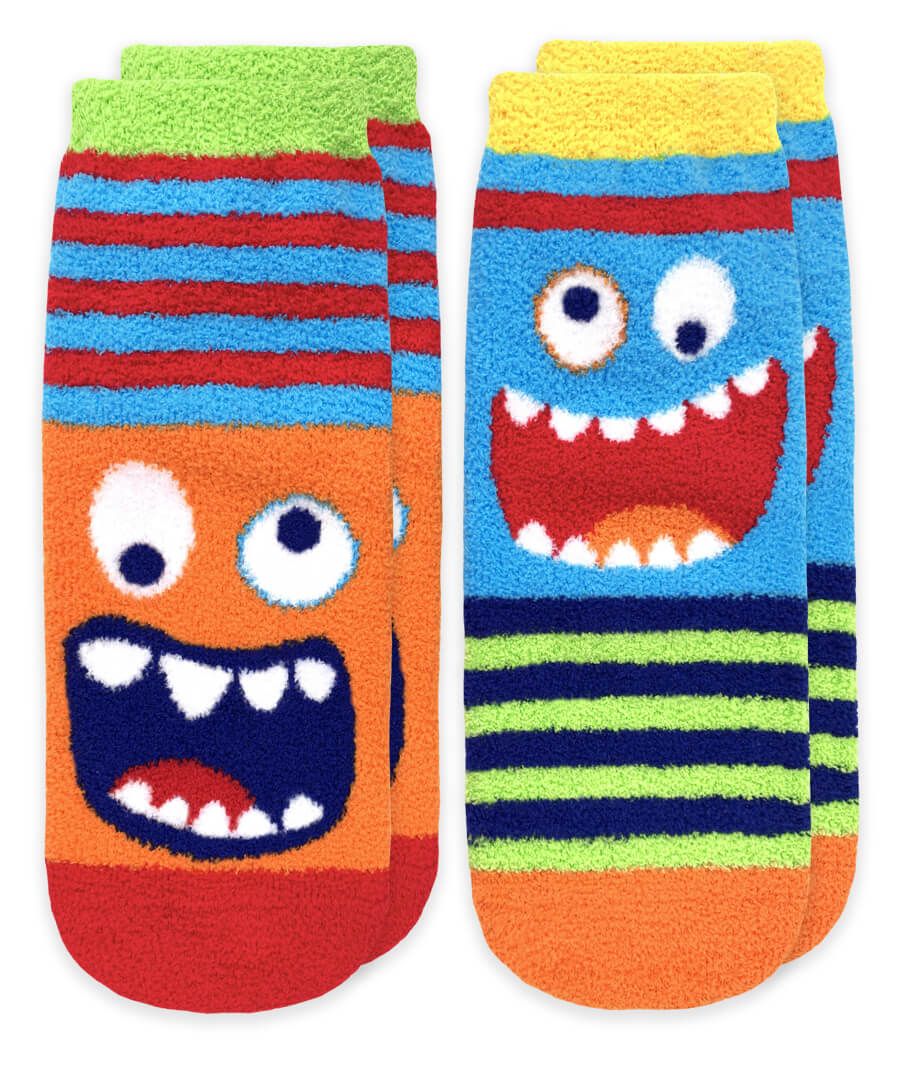 Jefferies Socks Monster Fuzzy Non-Skid Slipper Socks 2-Packc