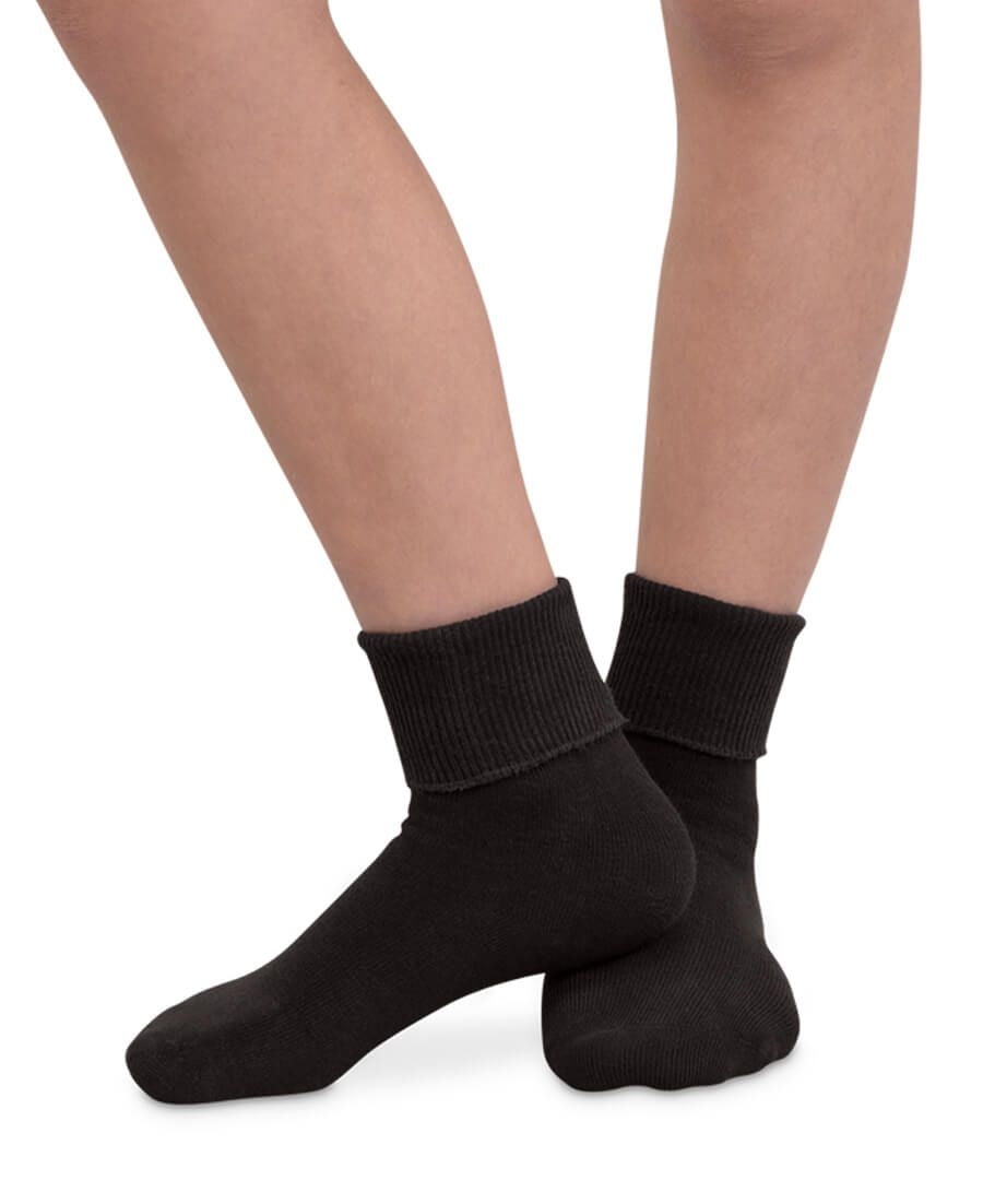LV Jefferies Smooth Toe Turn Cuff Socks in neutral tone, shown folded and crew style options