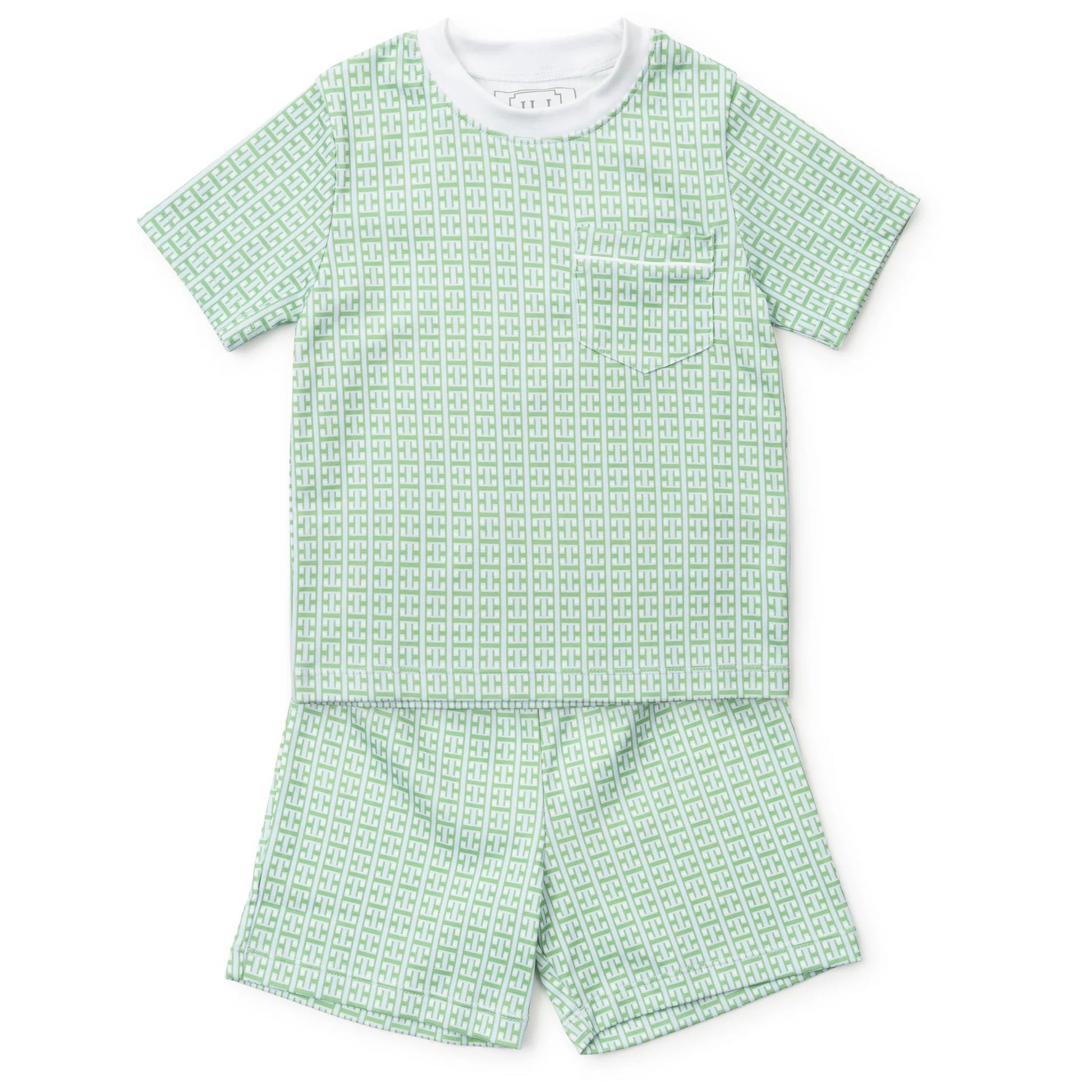 Charles Short Set in Garden Trellis by Lila & Hayes: coordinating pocket tee and shorts