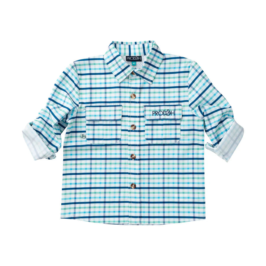 Long Sleeve Founders Kids Fishing Shirt-Marine Green-Prodoh