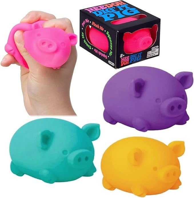 Dig' It Pig stress ball fidget toy by Schylling in four colors