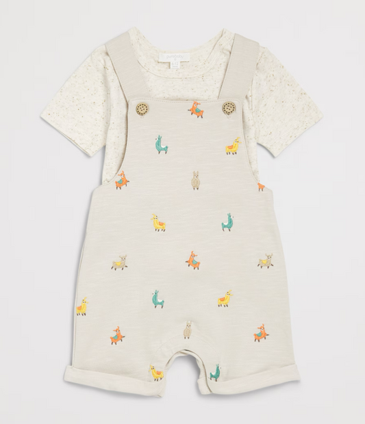 Llama Broderie Overall and Tee Set