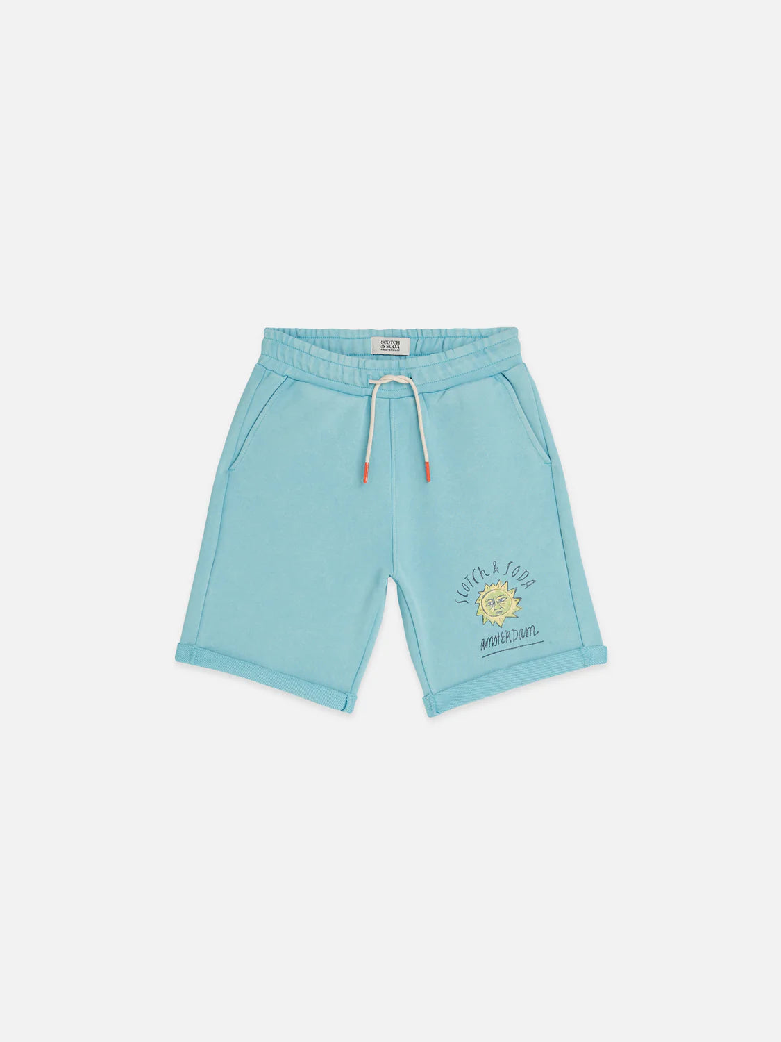 Scotch & Soda Artwork Relaxed Washed Sweatshorts in soft 100% cotton with adjustable drawstring waist
