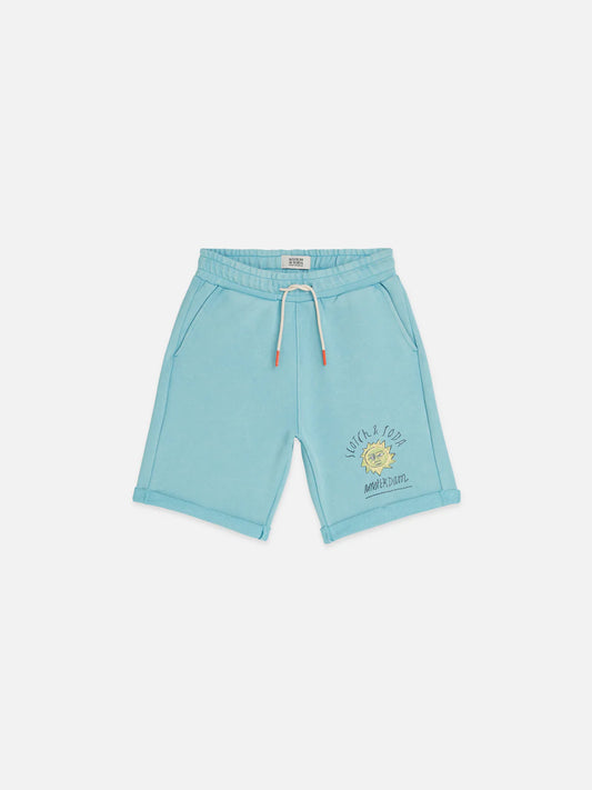 Scotch & Soda Artwork Relaxed Washed Sweatshorts in soft 100% cotton with adjustable drawstring waist