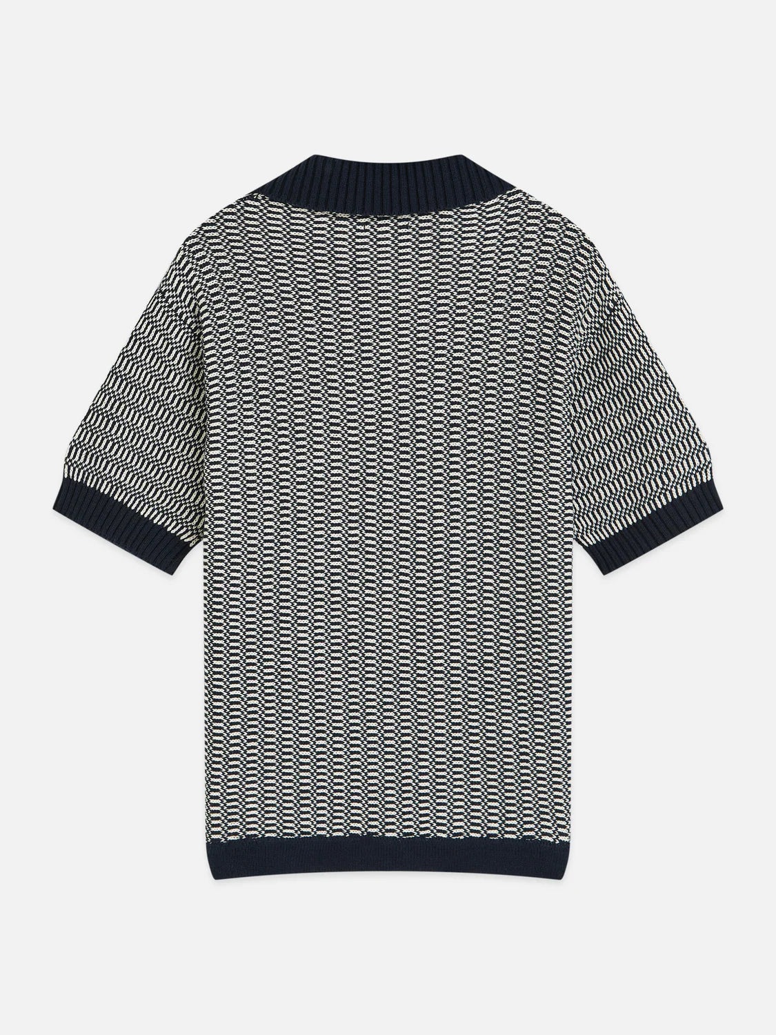 Relaxed Fit Knitted SS Polo-Eggnog/Carbbon Stripe