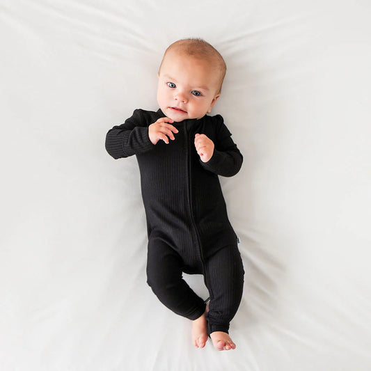 Solid Ribbed Black Convertible One-Piece