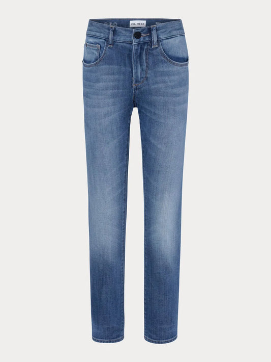 Brady Slim Fresh jeans by DL 1961—mid-light wash slim fit with contrast stitching detail