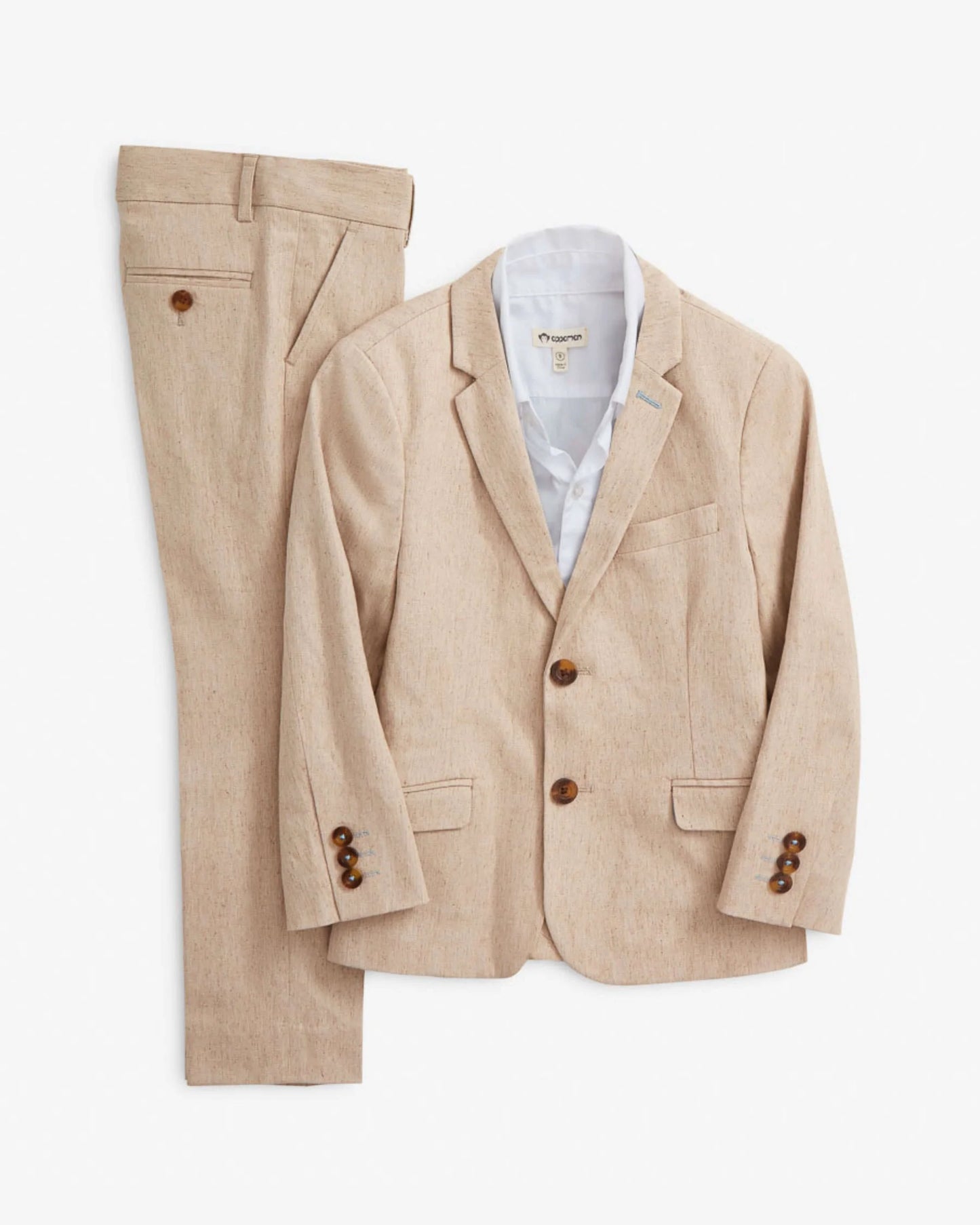 2-PC Strechy Mod Suit, Parchment, Linen