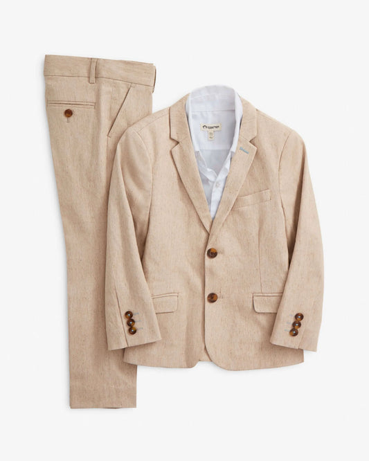 2-PC Strechy Mod Suit, Parchment, Linen