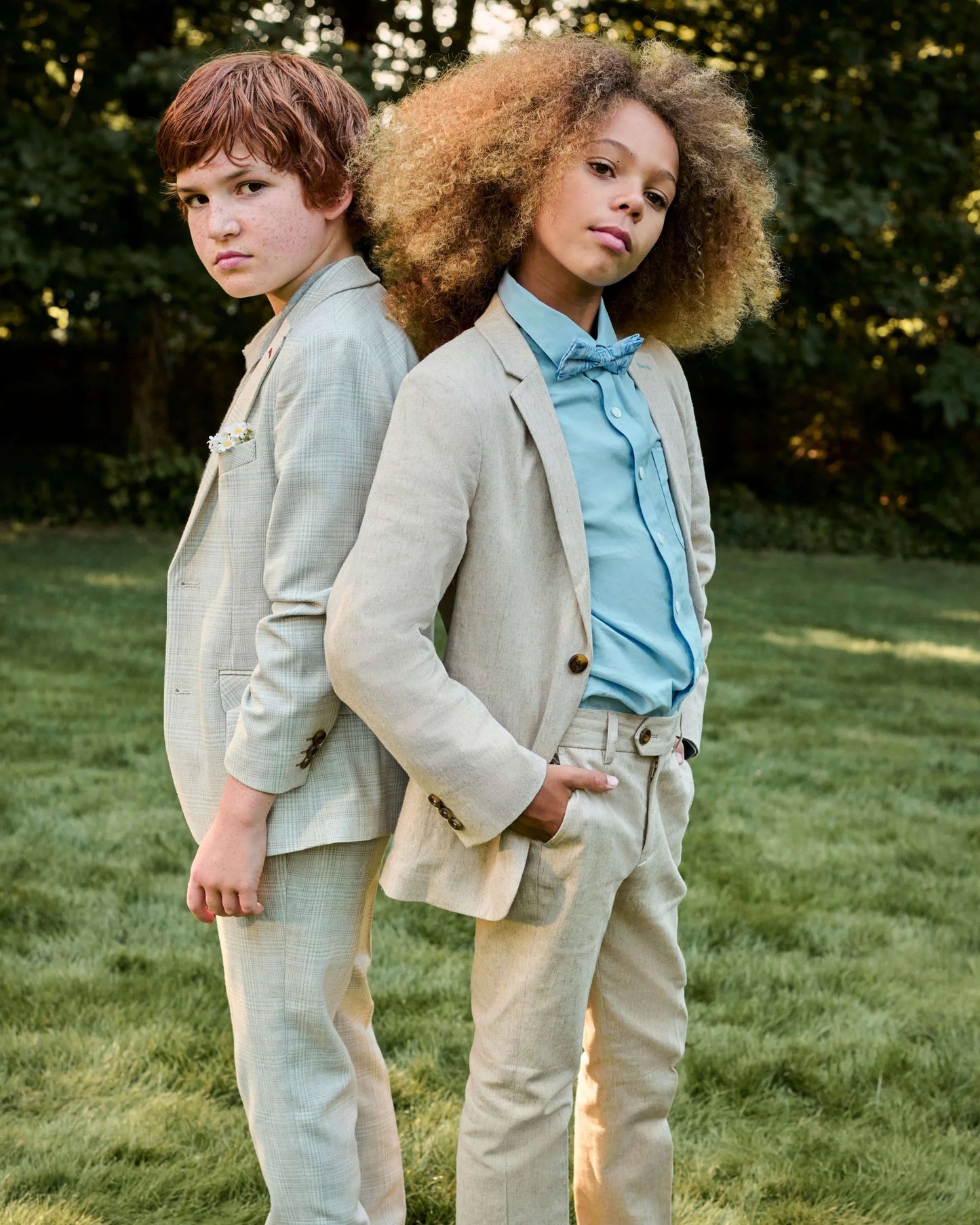 2-PC Strechy Mod Suit, Parchment, Linen
